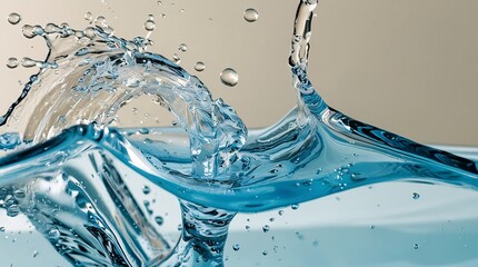 A dynamic splash of water creates beautiful ripples in a clear body of liquid, reflecting light at different angles. The moment captures the natural movement and fluidity of water