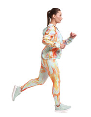 Sticker - Woman in sportswear running on white background