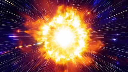 hyperspeed flight toward exploding star in cartoonish space