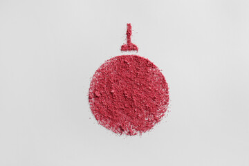 Sticker - Christmas ball made of blush on white background, top view