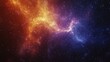 © San - A cosmic nebula with swirling clouds of gas and dust in shades of orange and blue against a dark starry background.