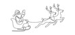 © Olga Rai - One continuous line drawing of christmas reindeer and Santa Claus. Wild animal deer with antlers is dynamic silhouette in simple linear style. Elegance editable stroke. Doodle vector illustration