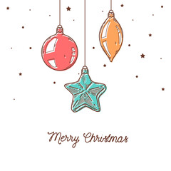 Wall Mural - merry christmas and happy new year retro banner template, greeting card. vector background with chri