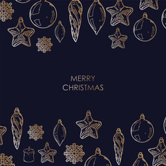 Wall Mural - merry christmas and happy new year retro banner template, greeting card. vector background with chri