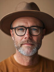 Man with brown Hat and Eyeglass