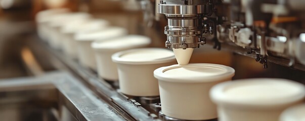 Poster - Closeup of machinery in action within a factory, demonstrating the production of paperboard and the complexity of manufacturing processes