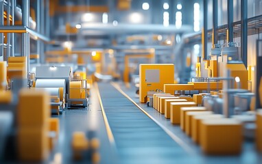 Poster - Dynamic scene of a paperboard manufacturing facility, featuring advanced industrial machinery and the production process in action