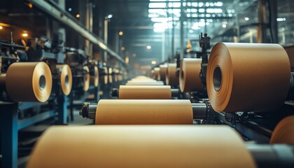 Poster - Industrial machinery in a factory producing highquality paperboard, showcasing the efficiency and technology of paperboard manufacturing