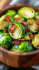 Gourmet roasted brussels sprouts with crispy bacon for winter menus