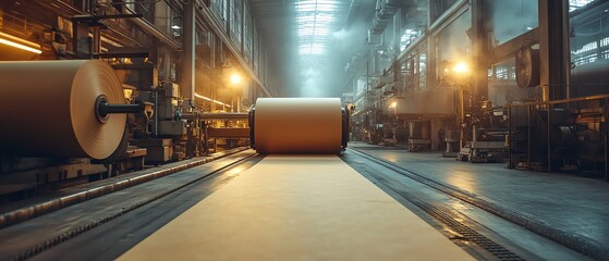 Aufkleber - Hightech machinery in an industrial factory producing paperboard, showcasing the innovation and scale of paperboard manufacturing