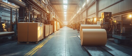 Aufkleber - Hightech machinery in an industrial factory producing paperboard, showcasing the innovation and scale of paperboard manufacturing