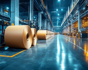 Aufkleber - Hightech machinery in an industrial factory producing paperboard, showcasing the innovation and scale of paperboard manufacturing