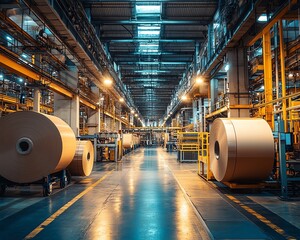 Aufkleber - Hightech machinery in an industrial factory producing paperboard, showcasing the innovation and scale of paperboard manufacturing