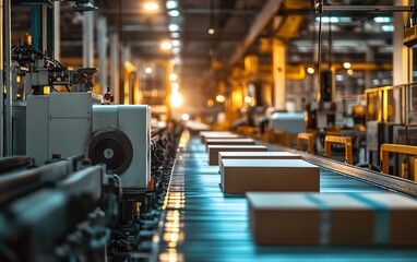 Poster - Paperboard manufacturing facility filled with advanced machinery, illustrating the stepbystep production process in a factory environment