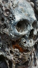 Wall Mural - Surreal Skull: Organic Decay and Metallic Textures