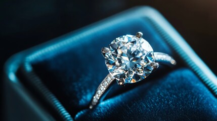 Aufkleber - Elegant Diamond Ring on Dark Velvet Display