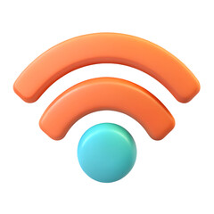 Wall Mural - 3d rendered orange wi-fi symbol with blue circle on transparent background, symbolizing connectivity