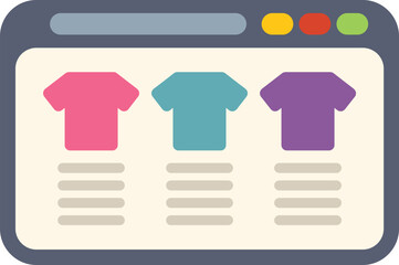 Sticker - This vector illustration shows a website selling t shirts online, a concept for e commerce and online shopping