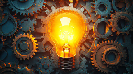 a light bulb Creativity and imagination, ideas, knowledge, and design information in technology