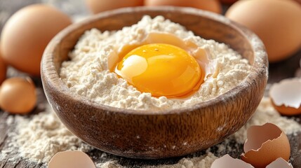 Canvas Print - Fresh Ingredients for Baking with Eggs and Flour