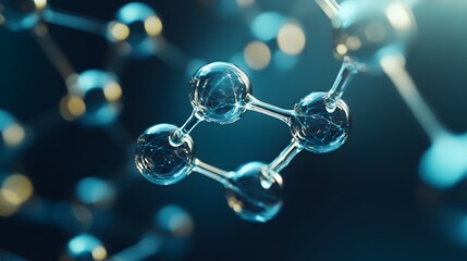 Wall Mural - a close-up view of a molecular structure with glass spheres and interconnecting rods