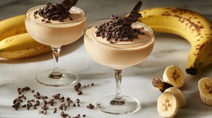 Poster - Creamy Banana Dessert with Chocolate Topping