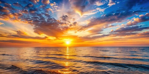 Wall Mural - Natural landscape featuring a stunning sunset over the sea, sunset, natural, landscape, seascape, ocean, horizon