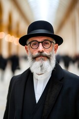 Orthodox jewish man in traditional costume on the street. Jewish memory day. Hanukkah, Passover, Shavuot, Yom Kippur holiday. Happy Independence Day of Israel