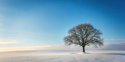 lonely tree in snowy landscape