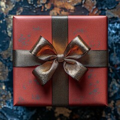 Wall Mural - Unopened Red Gift Box with Decorative Ribbon