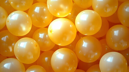 Canvas Print - A collection of yellow balloons clustered together.