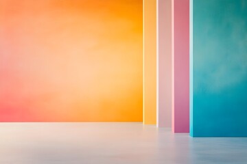 Wall Mural - vibrant geometric gradient backdrop with contrasting pastel colors