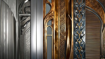 Poster - Close-up of intricate metal door panels with ornate designs.