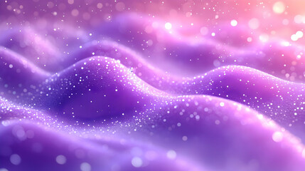 Canvas Print - Abstract purple waves with sparkling particles and soft lighting.