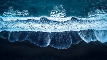 Canvas Print - Aerial view of ocean waves meeting the shore.