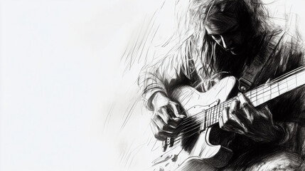 Wall Mural - Guitarist Musician's Soul Captured in Sketch