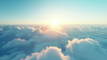 Poster - Serene Sunrise Over Soft, Fluffy Clouds