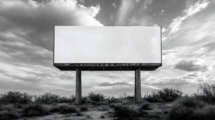 Poster - A blank billboard stands in a deserted landscape under cloudy skies.