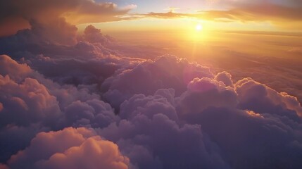 Wall Mural - Serene Sunset Above Soft Colorful Clouds