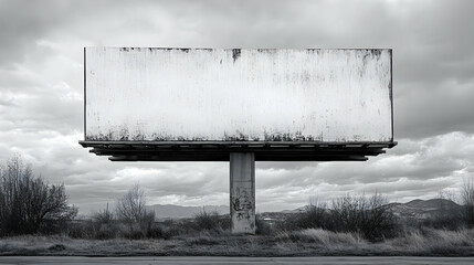 Poster - A weathered blank billboard stands alone against a cloudy sky.