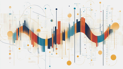 Abstract white background with Colorful charts and graphs with statistics to innovative analyze business potential and forecast future development of companies growth.