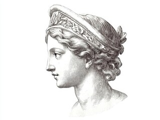 vintage engraved illustration of venus, capturing the timeless beauty of classical art with intricate details and a romantic aura, isolated on a clean white background