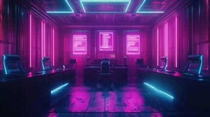 Poster - A neon room with neon lights and neon signs