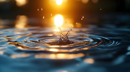 Canvas Print - Water splash at sunset, capturing nature's beauty and tranquility.