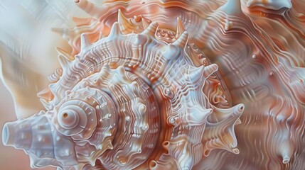 Leinwandbilder - A shell with a white center and orange spikes. The shell is painted in a way that it looks like it is made of glass
