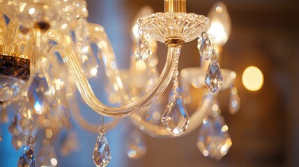 A chandelier with crystal decorations hanging from it