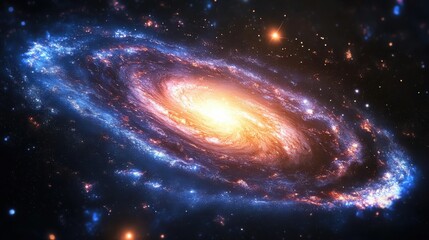 A breathtaking close-up of a spiral galaxy highlighting cosmic beauty and vibrant stars in deep space