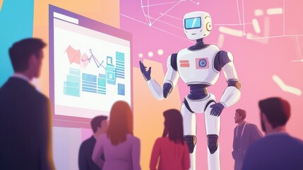 Poster - AI prototype showcases innovative technology at a lively science fair, engaging attendees with creative ideas