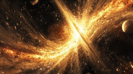 Poster - A vivid cosmic rift opens in the fabric of space, revealing a breathtaking view into a parallel universe bursting with energy