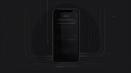 Aufkleber - Minimalistic line art of a smartphone displaying a secure payment app featuring clean lines and an intuitive interface